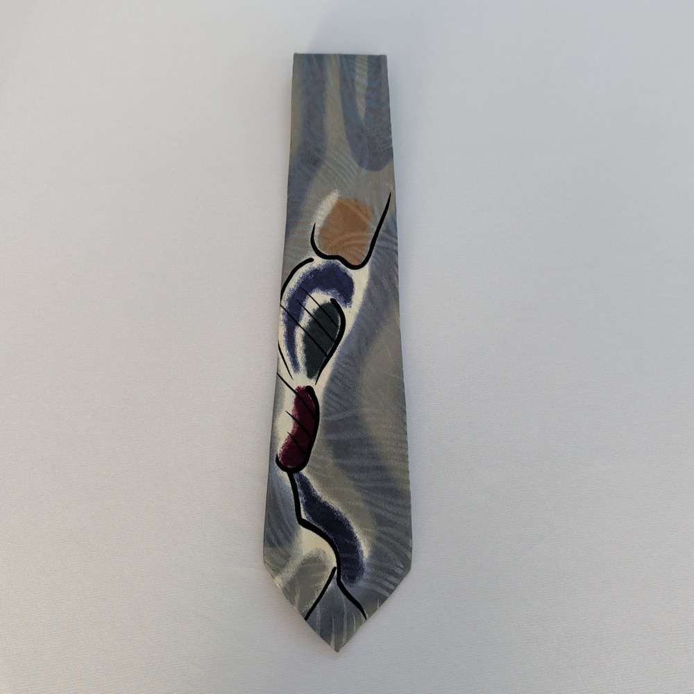 Wembley Starshine Prints Mens Neck Tie Grey Silver Blue